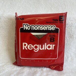 No Nonsense‎ Vintage Tan Reinforced Toe Sheer Pantyhose Size B 009 NOS